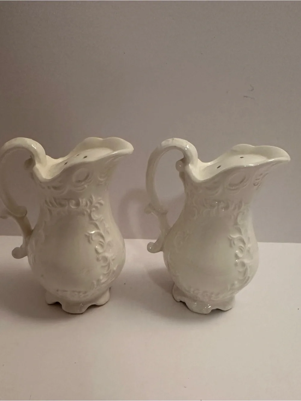 Provincial Napcoware Salt & Pepper Shakers C7353 Mini Pitcher White 1950s Japan